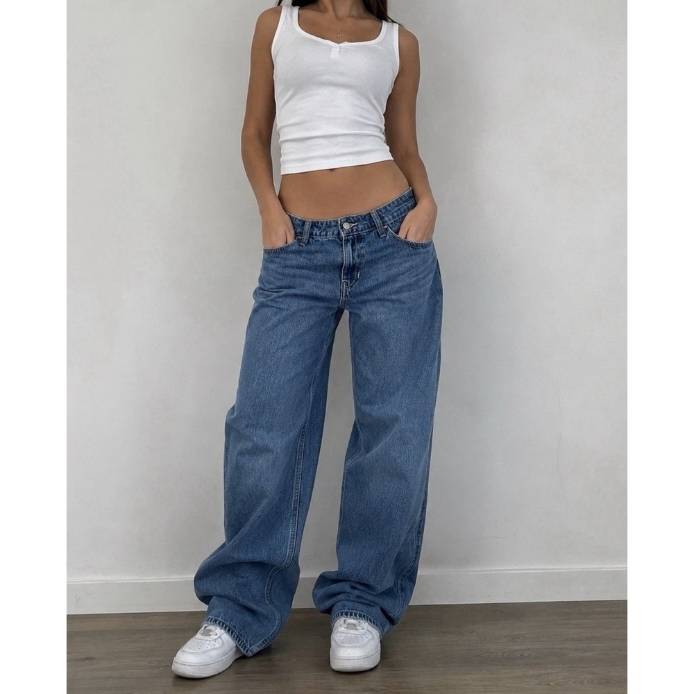 Hollister Low Rise Baggy Wide Leg Jeans‎ Light Wash Y2K Skater W27